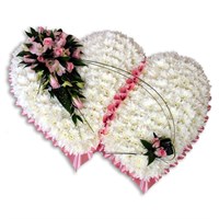 With Sympathy Flowers - Chrysanthemum Based Double Closed Heart